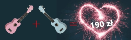 Promocja na Walentynki - Ukulele niebieskie + różowe z darmową dostawą